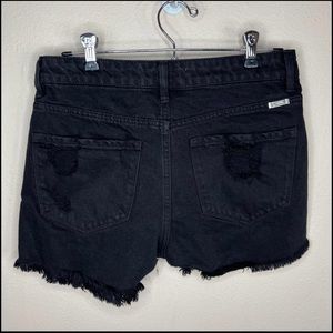 M Kancan Black Distressed Denim Shorts Cutoff Medium Stretch